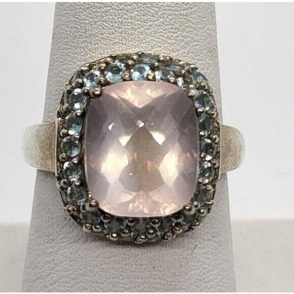 925 STERLING SILVER QUARTZ & ZIRCON RING SIZE 8 - Picture 1 of 5
